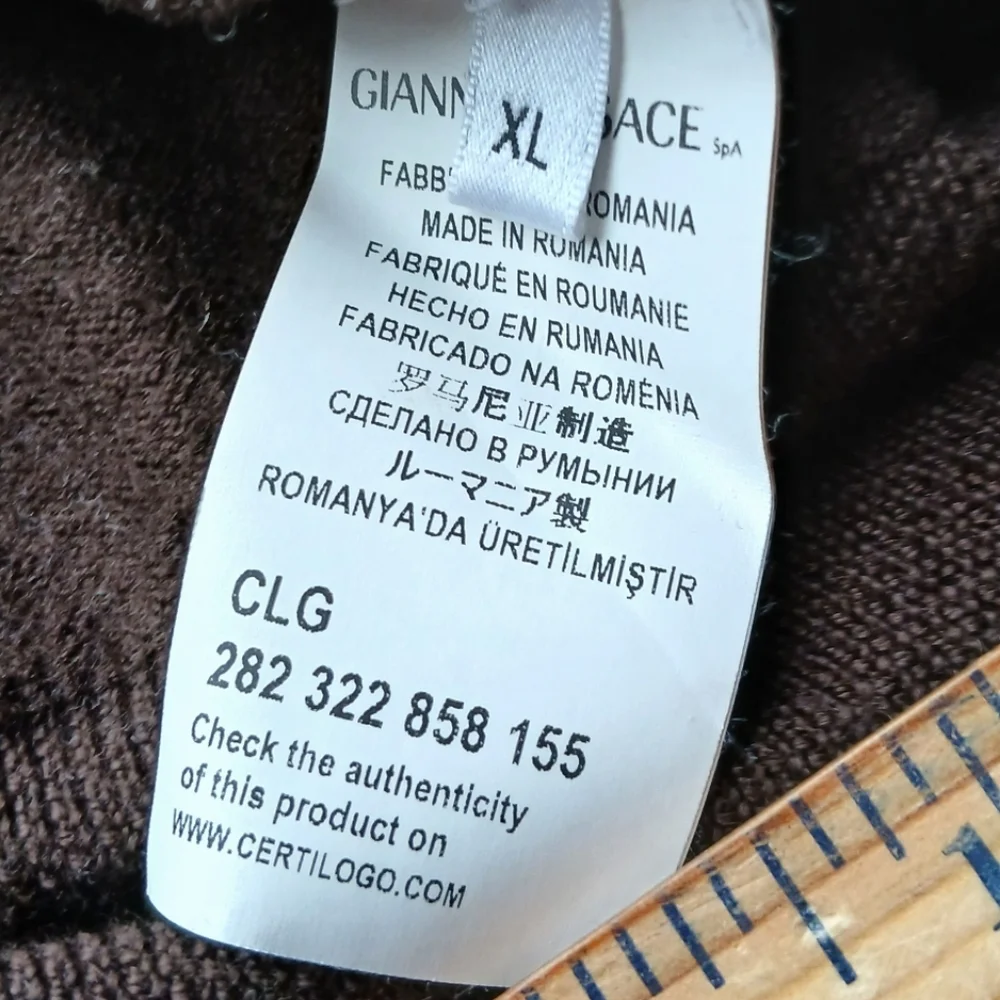 Versace Women's Size XL Elegant Chocolate Brown Color Wool V-Neck Sweater